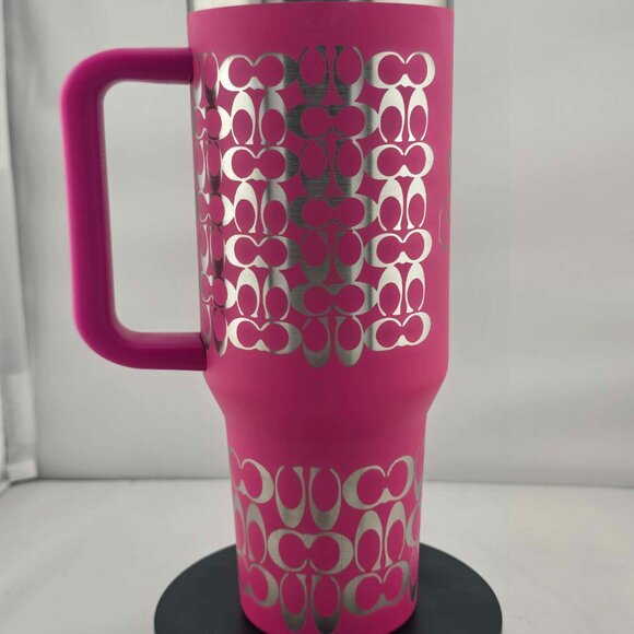 coach 40 oz Tumbler Laser Engraved - Pink Stainless Steel - Picture 2 of 3